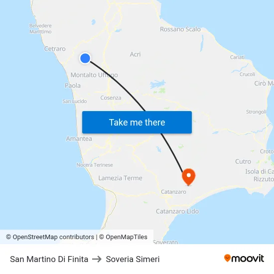 San Martino Di Finita to Soveria Simeri map