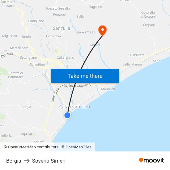 Borgia to Soveria Simeri map