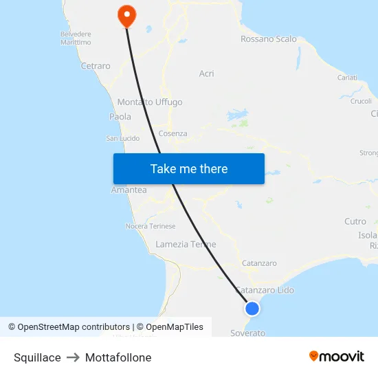 Squillace to Mottafollone map