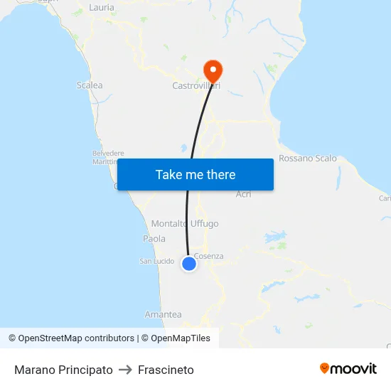 Marano Principato to Frascineto map
