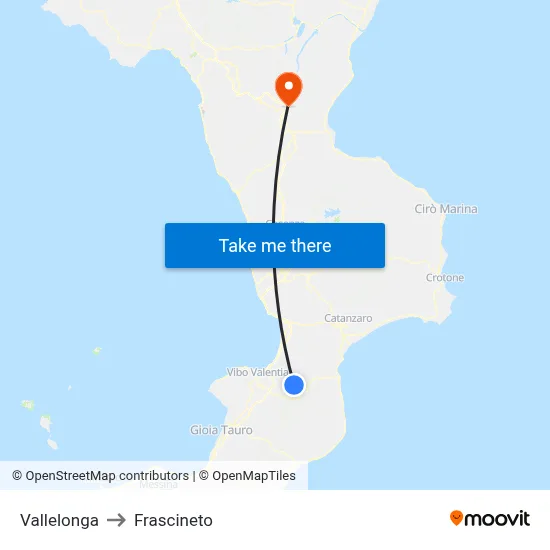 Vallelonga to Frascineto map