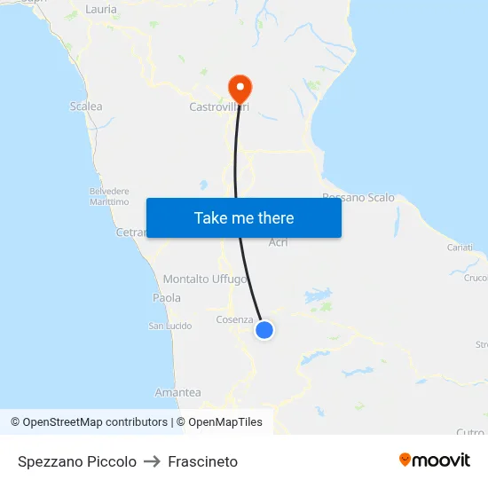 Spezzano Piccolo to Frascineto map