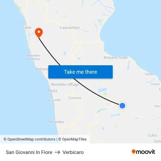San Giovanni In Fiore to Verbicaro map