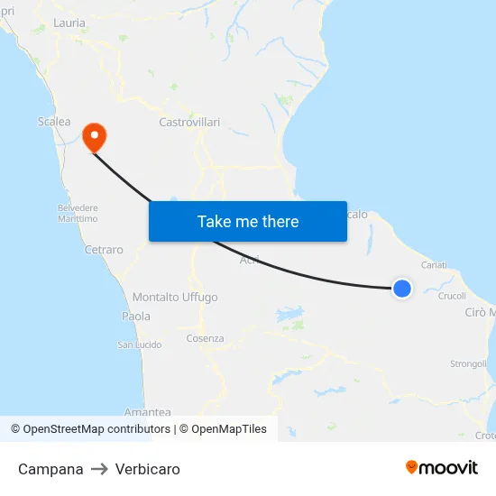 Campana to Verbicaro map