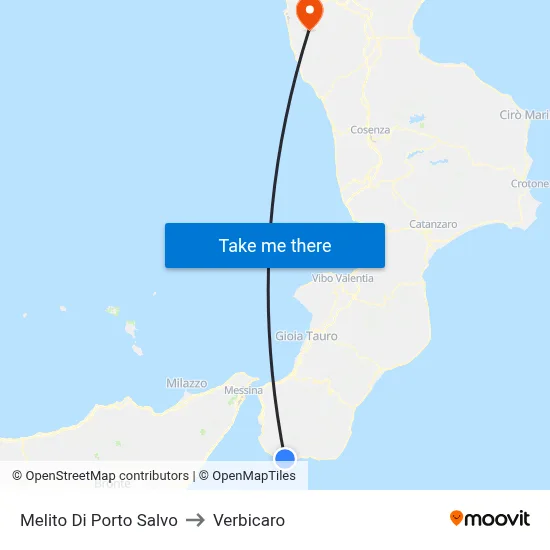 Melito Di Porto Salvo to Verbicaro map