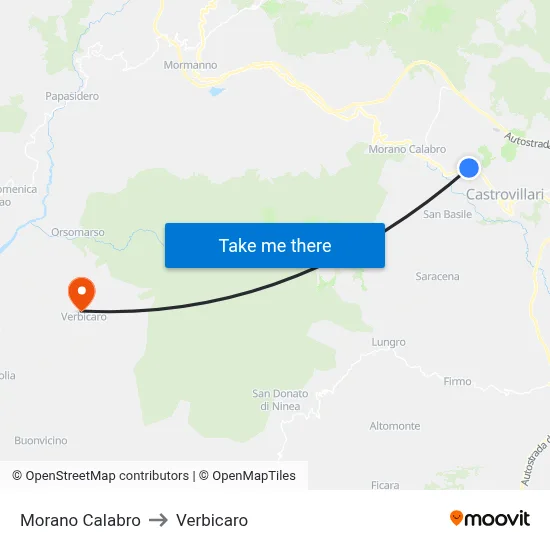 Morano Calabro to Verbicaro map