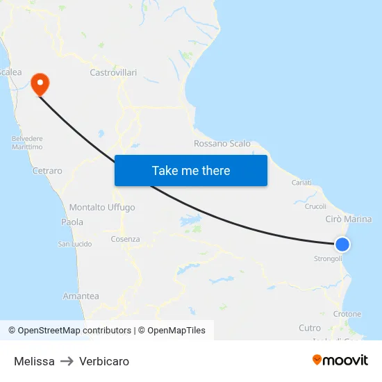 Melissa to Verbicaro map