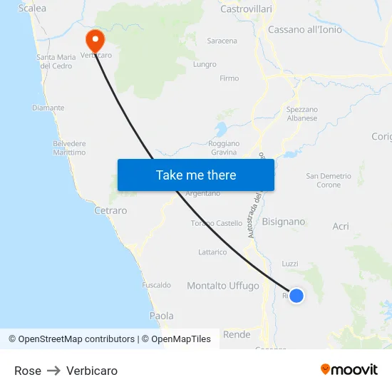Rose to Verbicaro map