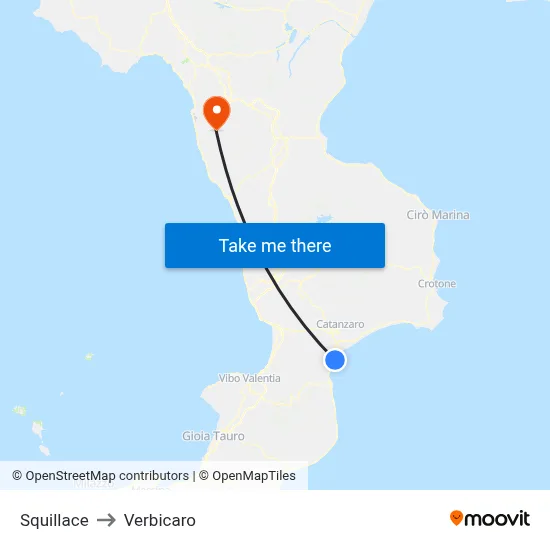 Squillace to Verbicaro map