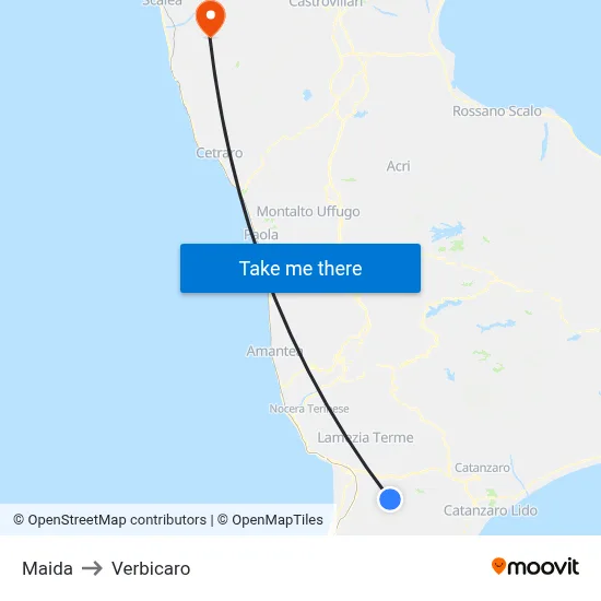 Maida to Verbicaro map