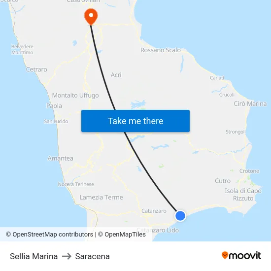 Sellia Marina to Saracena map