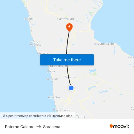 Paterno Calabro to Saracena map