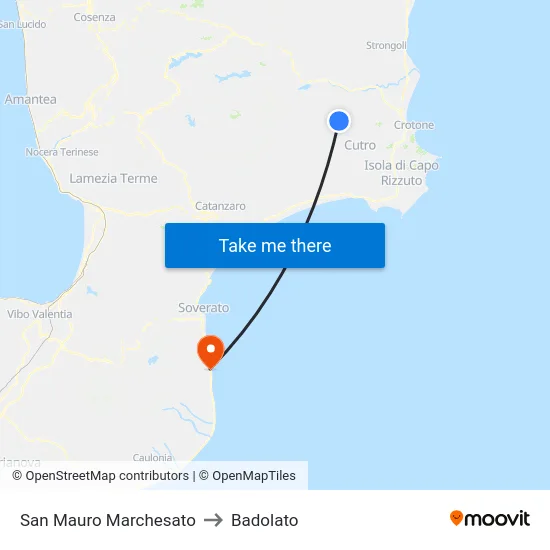 San Mauro Marchesato to Badolato map