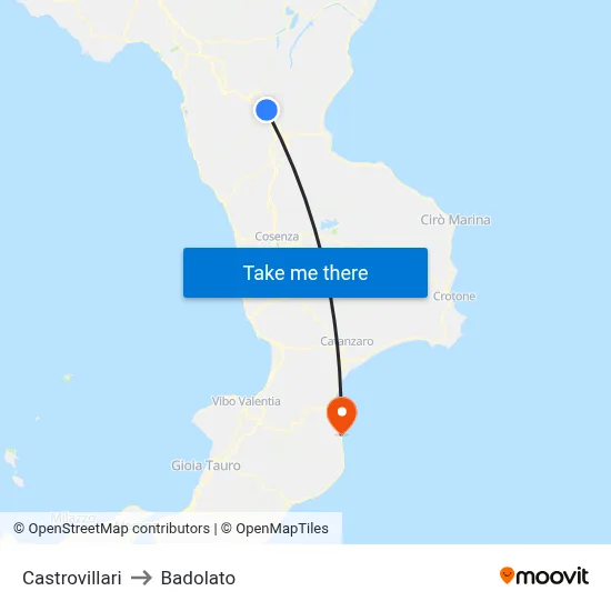 Castrovillari to Badolato map