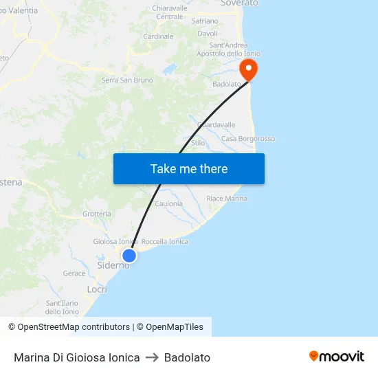 Marina Di Gioiosa Ionica to Badolato map