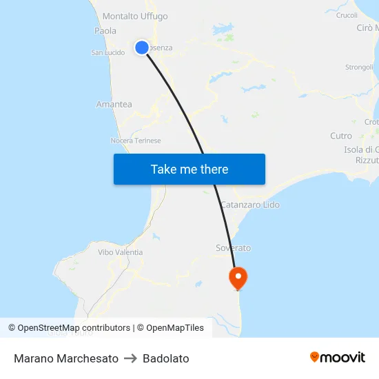 Marano Marchesato to Badolato map