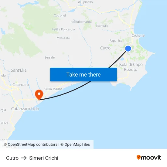 Cutro to Simeri Crichi map