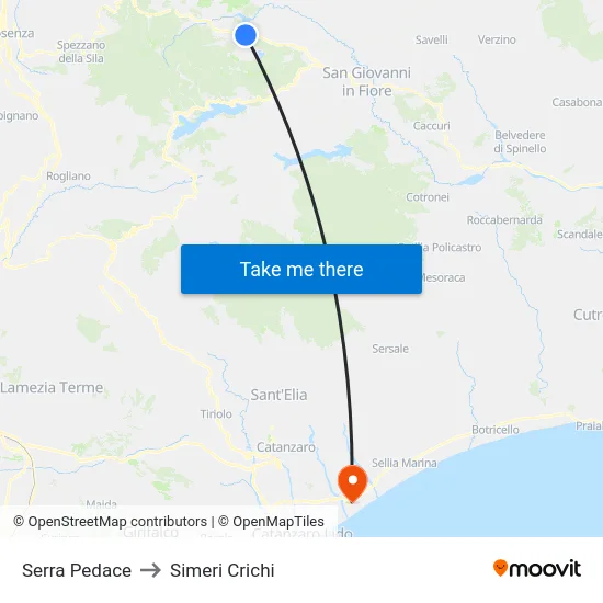 Serra Pedace to Simeri Crichi map