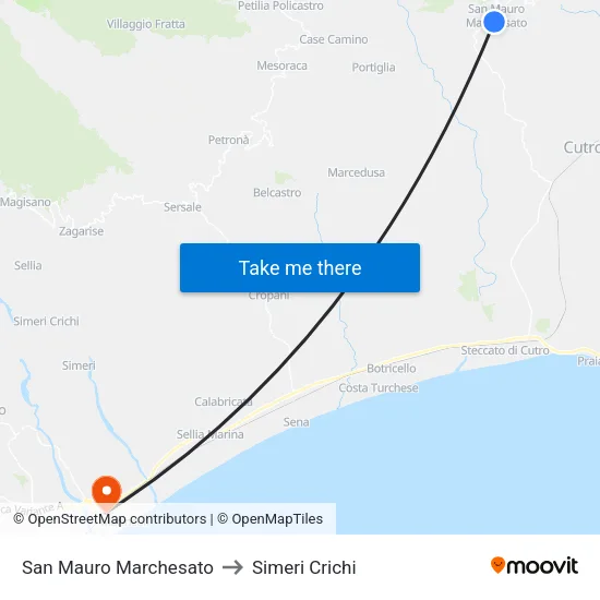 San Mauro Marchesato to Simeri Crichi map