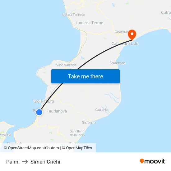 Palmi to Simeri Crichi map