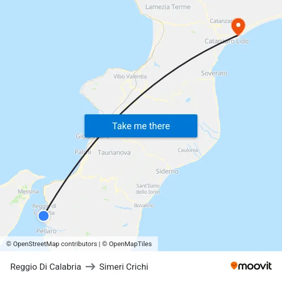 Reggio Di Calabria to Simeri Crichi map