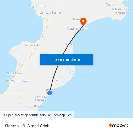 Siderno to Simeri Crichi map