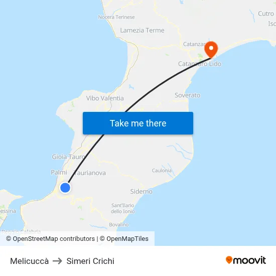 Melicuccà to Simeri Crichi map