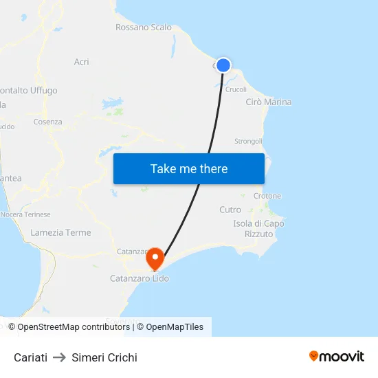 Cariati to Simeri Crichi map