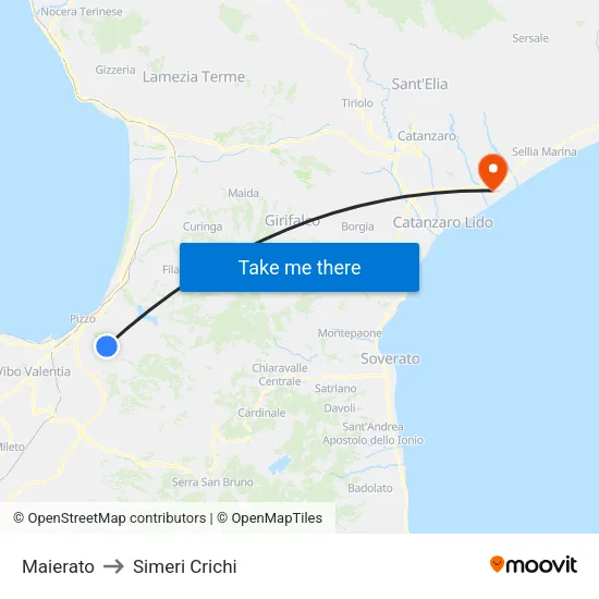 Maierato to Simeri Crichi map