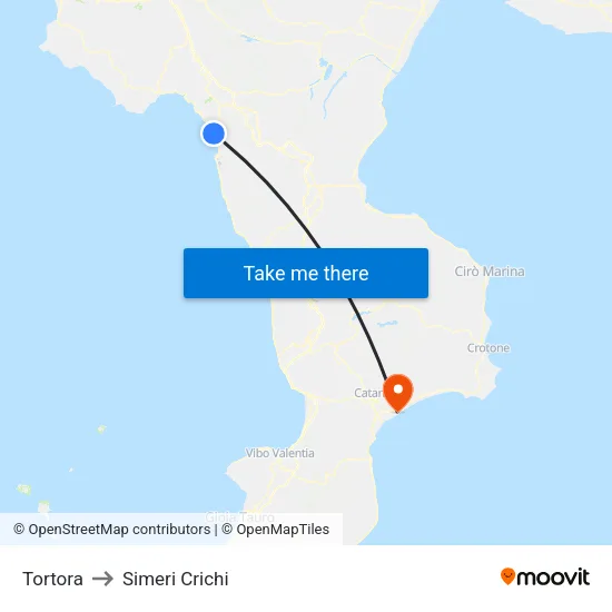 Tortora to Simeri Crichi map