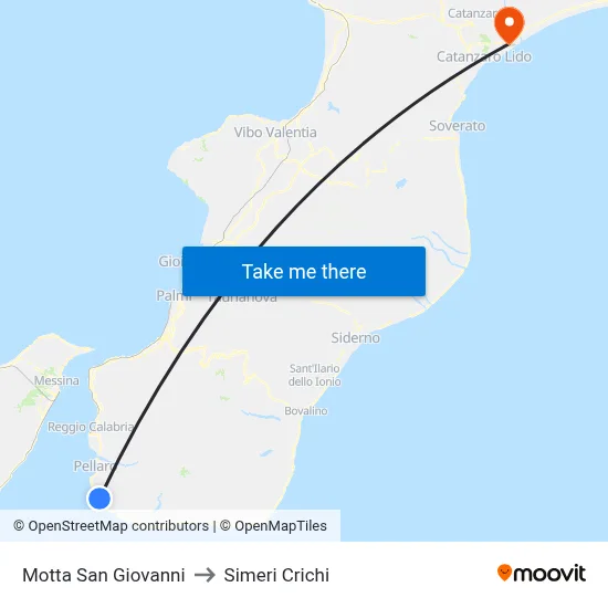 Motta San Giovanni to Simeri Crichi map