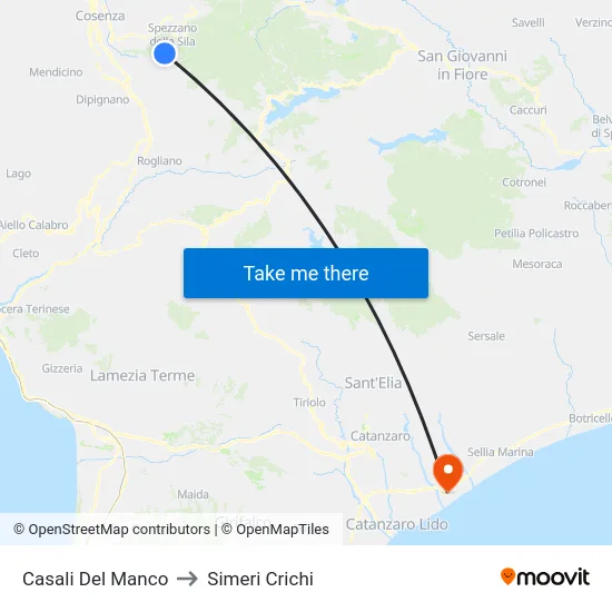 Casali Del Manco to Simeri Crichi map