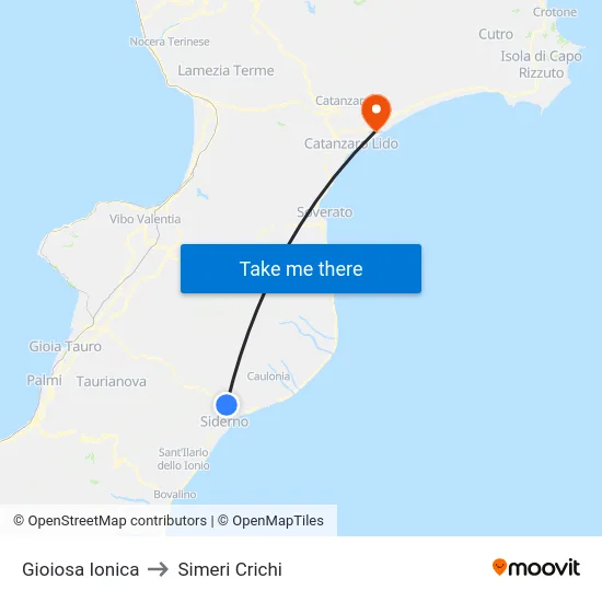 Gioiosa Ionica to Simeri Crichi map