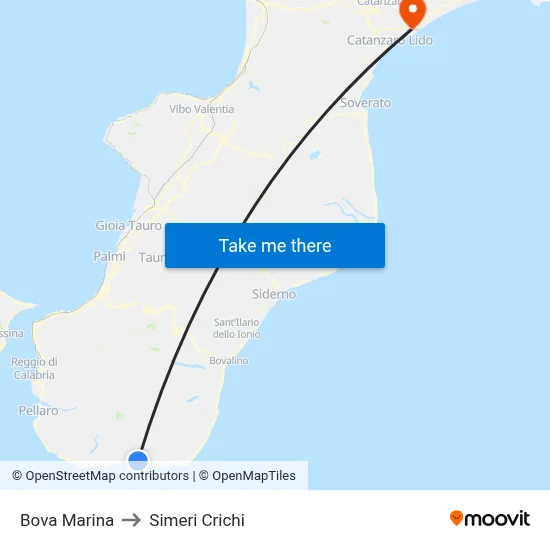 Bova Marina to Simeri Crichi map