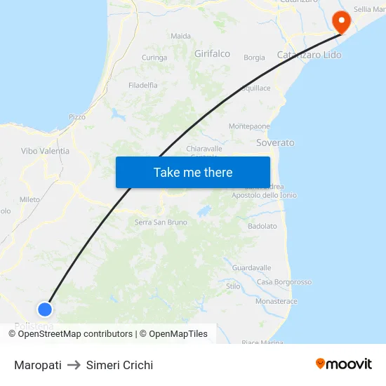 Maropati to Simeri Crichi map