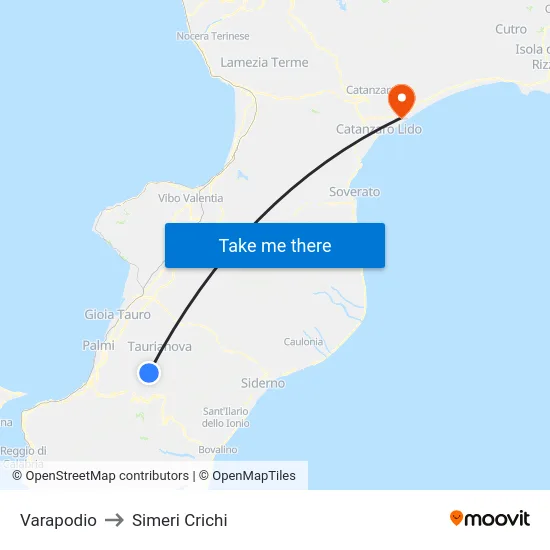 Varapodio to Simeri Crichi map