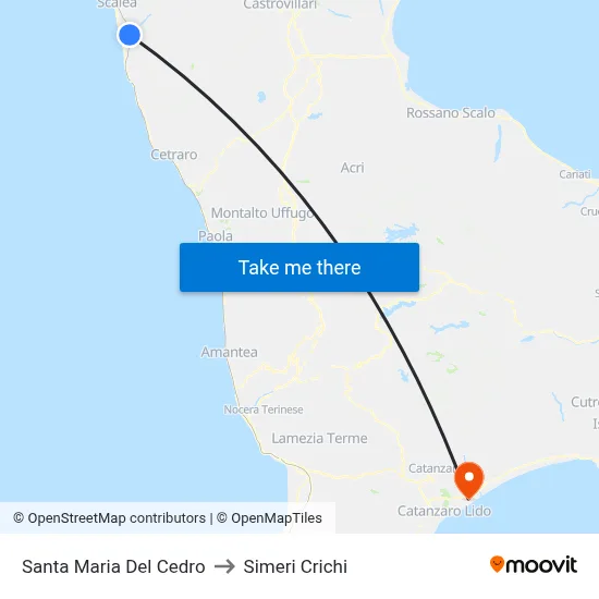 Santa Maria Del Cedro to Simeri Crichi map