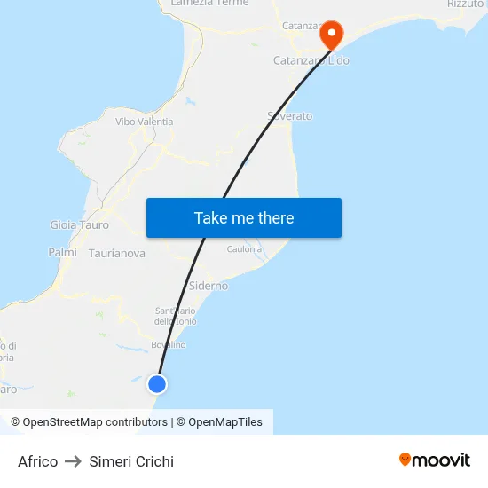 Africo to Simeri Crichi map