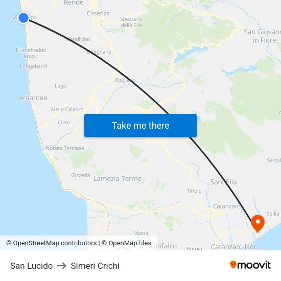 San Lucido to Simeri Crichi map