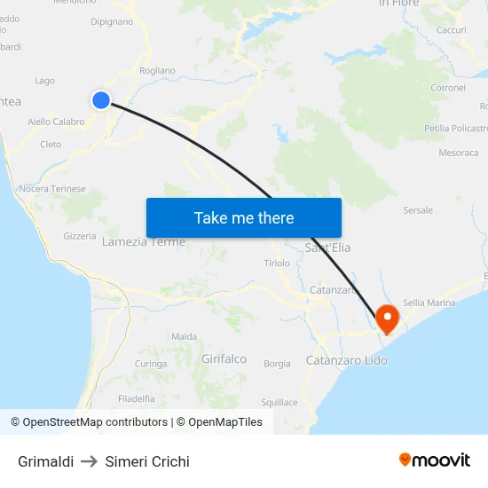 Grimaldi to Simeri Crichi map