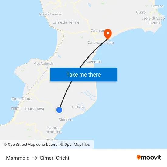 Mammola to Simeri Crichi map