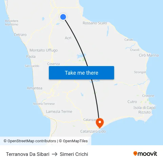 Terranova Da Sibari to Simeri Crichi map