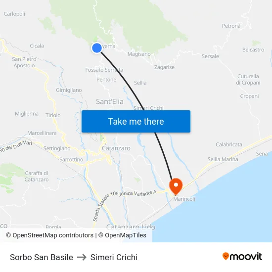 Sorbo San Basile to Simeri Crichi map