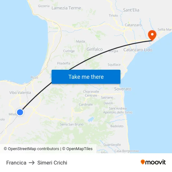 Francica to Simeri Crichi map