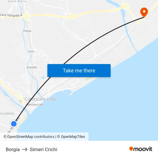 Borgia to Simeri Crichi map