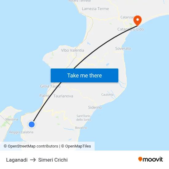 Laganadi to Simeri Crichi map