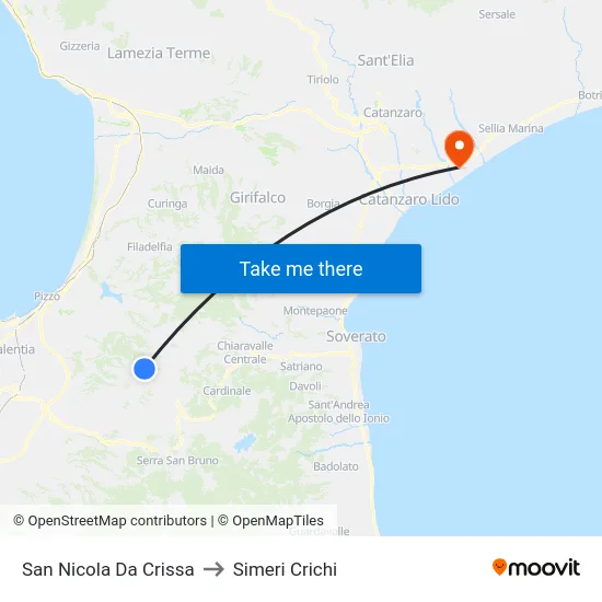 San Nicola Da Crissa to Simeri Crichi map