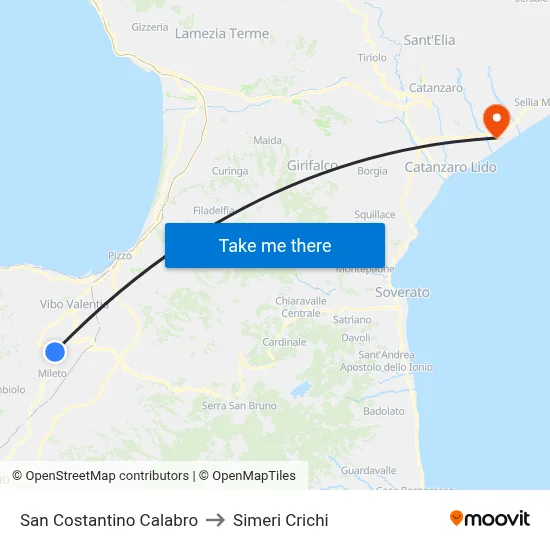 San Costantino Calabro to Simeri Crichi map