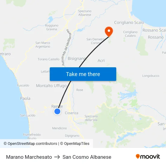Marano Marchesato to San Cosmo Albanese map