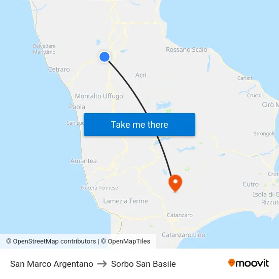 San Marco Argentano to Sorbo San Basile map